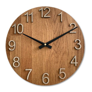 Round clock with bold numbers for easy reading of the time