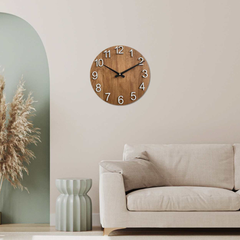 Oak wall clock with large numbers - DOMODRA