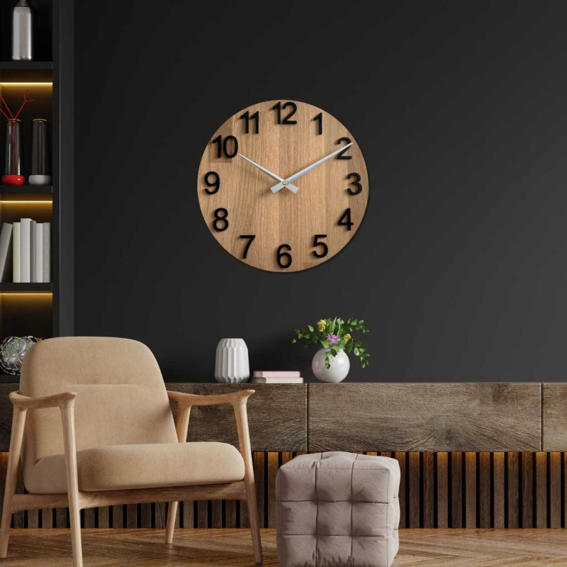 Oak wood wall clock - MONTIORE