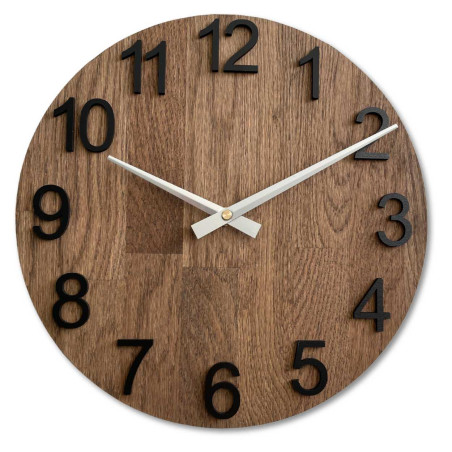 Minimalist wooden clock with metal hands