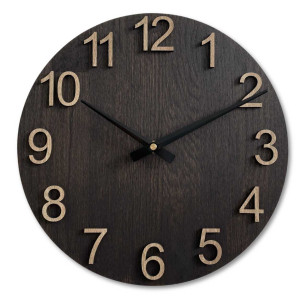 Minimalist wooden clock with metal hands