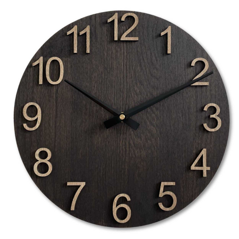 Minimalist wooden clock with metal hands