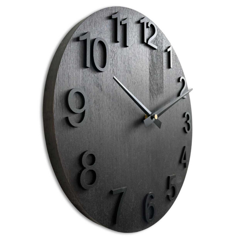 Round wooden clock with a simple minimalist design