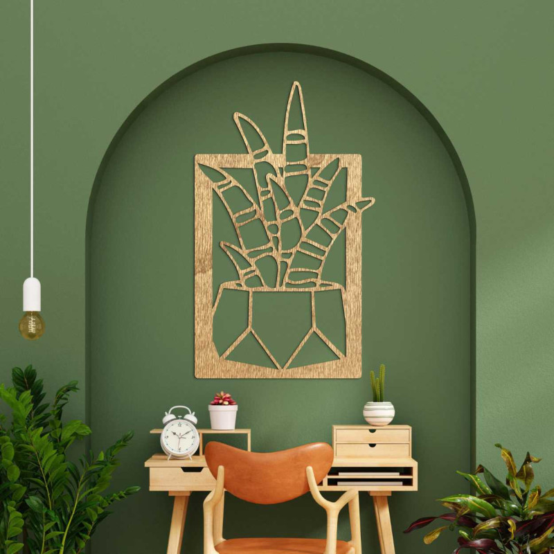 Wooden wall clock with a round dial and black hands.