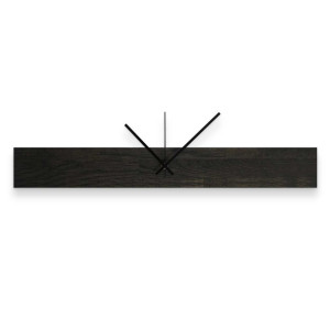 Narrow wooden clock with natural texture and soft shine