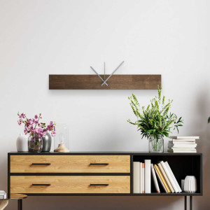Wooden wall clock with black metal mechanism 2