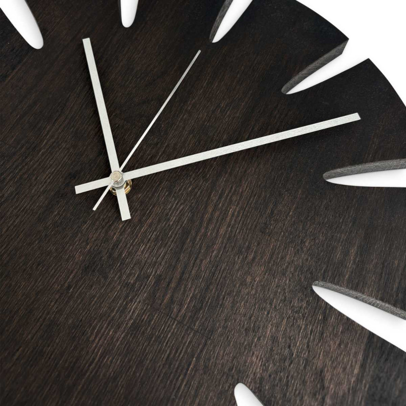 Luxurious modern wooden clock with distinctive wood grain and clean lines.