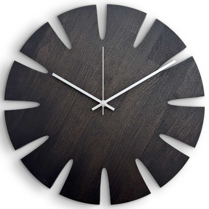 Elegant carved wooden wall clock with an original design suitable for the kitchen.