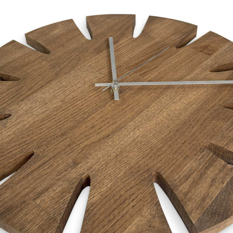 Luxurious modern wooden clock with distinctive wood grain and clean lines.