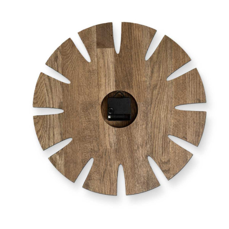 Elegant carved wooden wall clock with an original design suitable for the kitchen.
