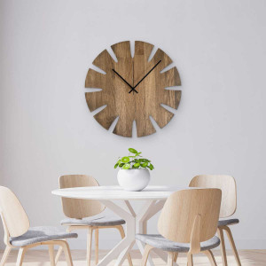 Large wooden clock with a simple dial designed for a modern interior. 2