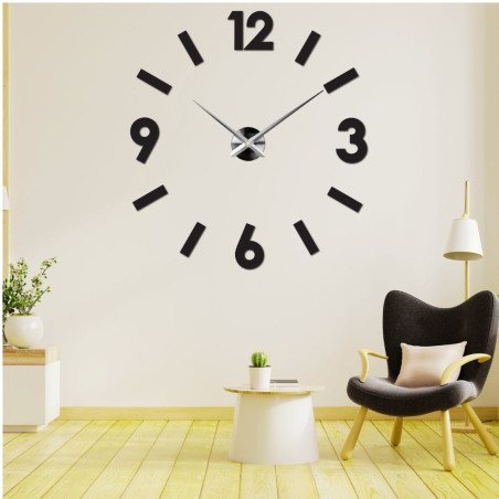 Black Designer 3D wall clock that will beautify the living room and modern kitchen