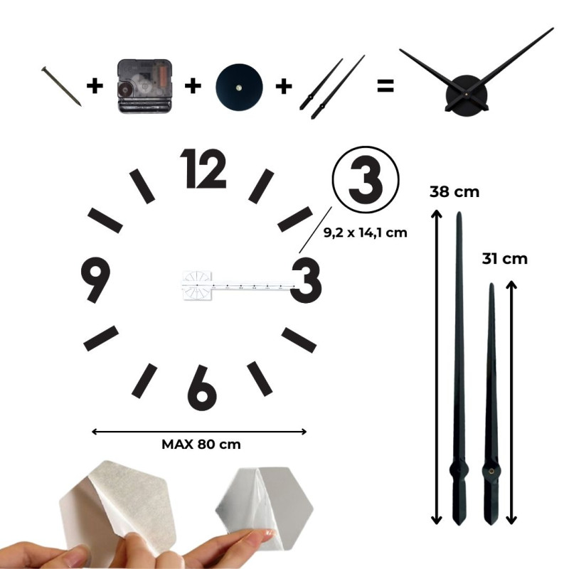 Size 3D wall clock that will beautify the living room and modern kitchen