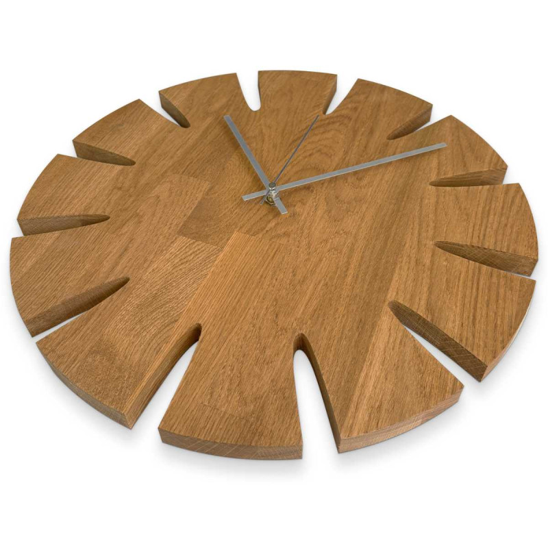 Luxurious clock made of solid wood as a stylish wall decoration.