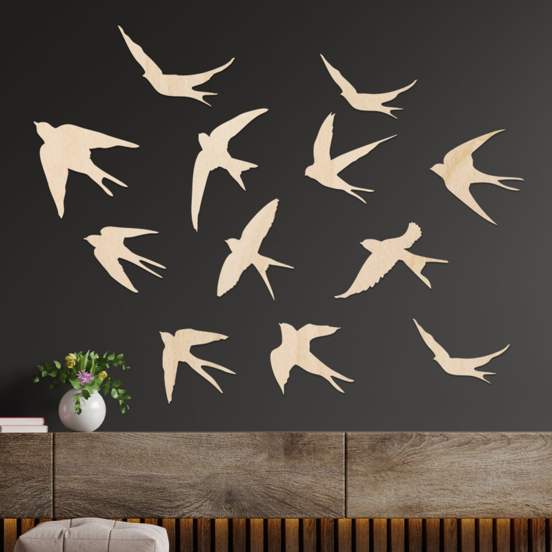 Swallow Wall Decor, Wooden Flying Birds,...