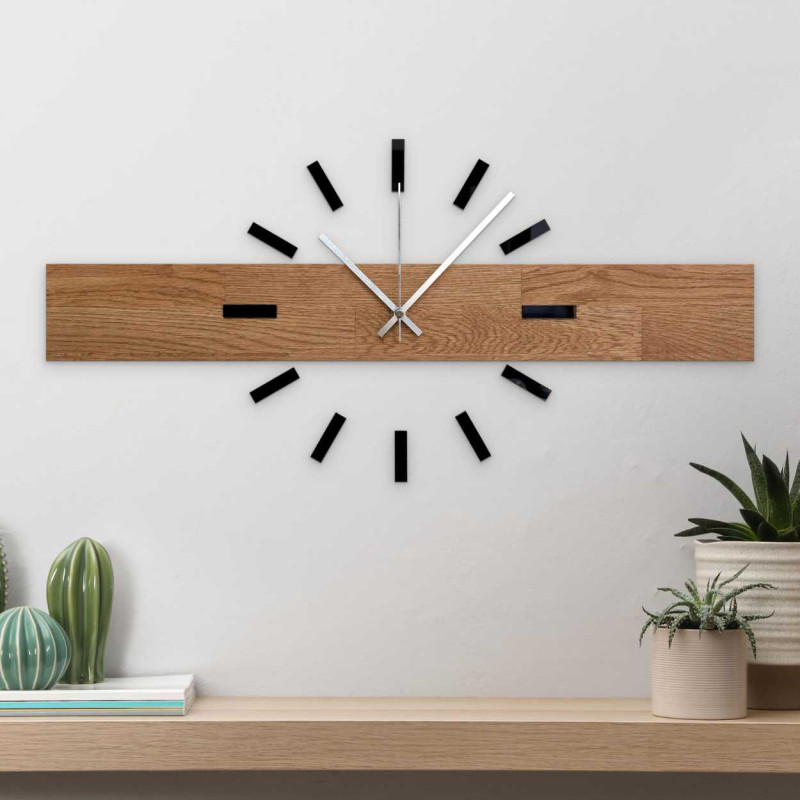 Luxurious large clock made of natural wood as a stylish decoration.