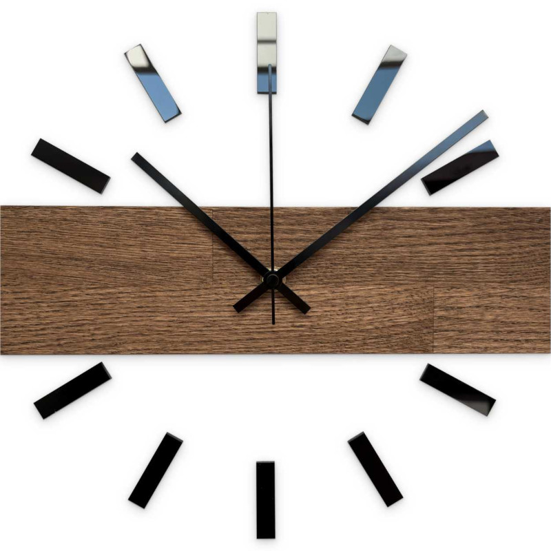 Elegant wooden wall clock with a minimalist motif.