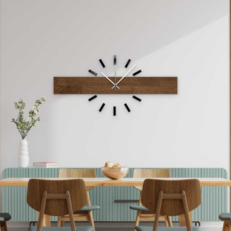 Modern wooden wall clock with an elegant design for the living room.