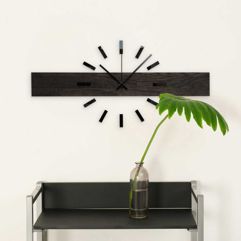 Handmade vertical oak wall clock - slim...