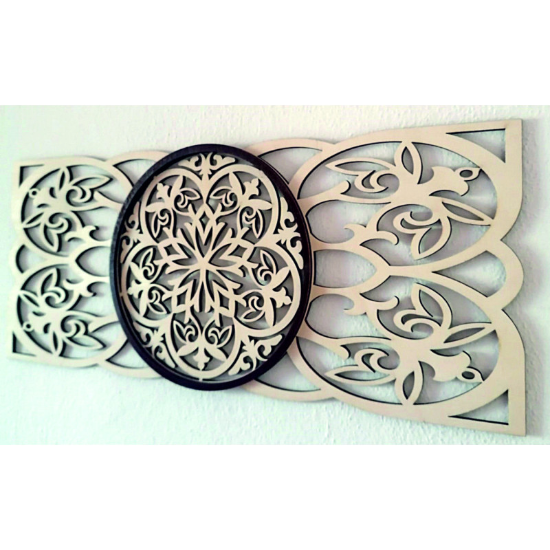 Wooden carved mandala painting, harmonious wall...