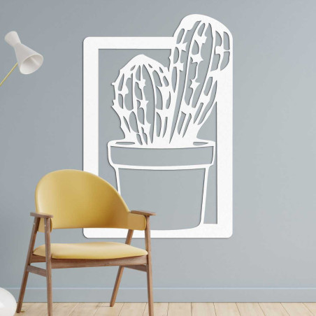An inexpensive and stylish wooden cactus painting suitable for both the kitchen and the living room.