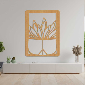 Large wooden wall decoration with a natural cactus motif 2