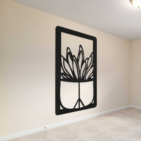 Large wooden wall decoration with a natural cactus motif