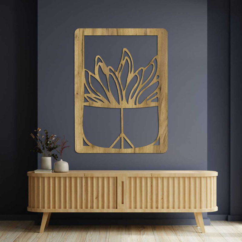 Modern wooden picture for the living room with an elegant plant design