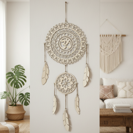 Wooden dream catcher hanging, handmade Slovak wall decor, cozy home or gift. Wooden dream catcher hanging, handmade Slovak wall decor, cozy home or gift.
