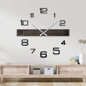 Stylish wooden clock for the living room with distinctive numbers and elegant hands. 2
