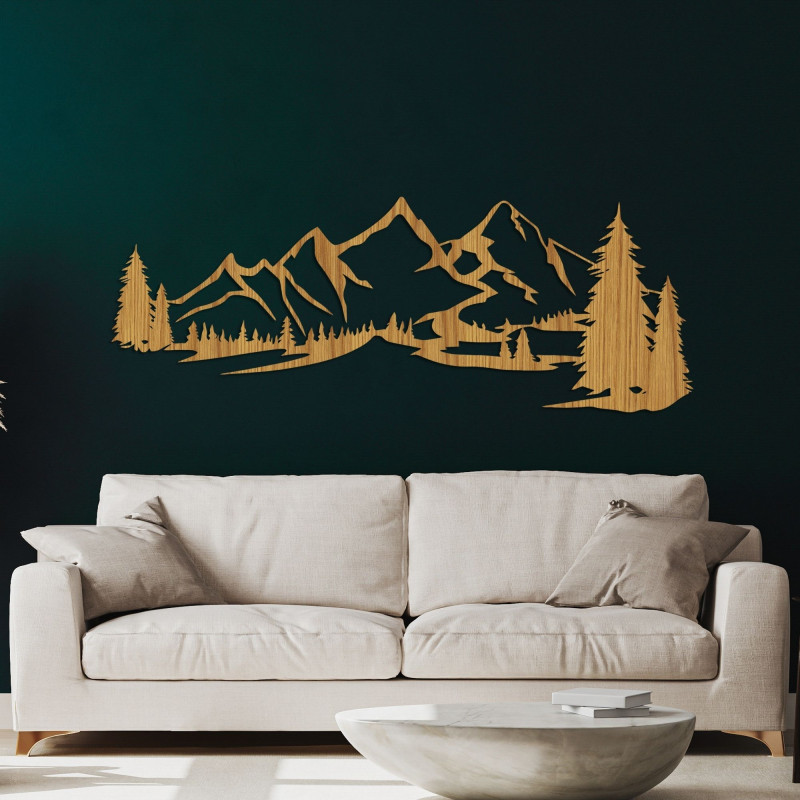 Wooden decoration with a mountain landscape - add peace and style to your interior.