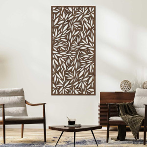 A close-up view of a design painting with a leaf motif