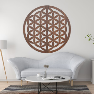 Elegant carved wooden mandala on the wall 2