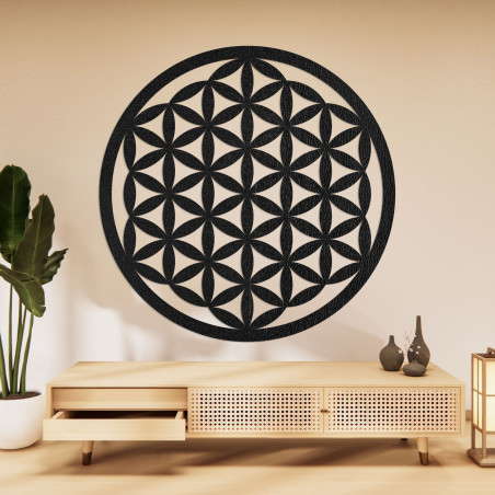 Elegant carved wooden mandala on the wall