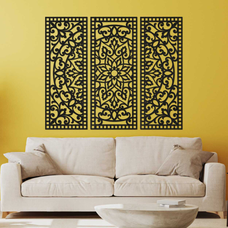 The three-piece design combines traditional patterns with modern precision.