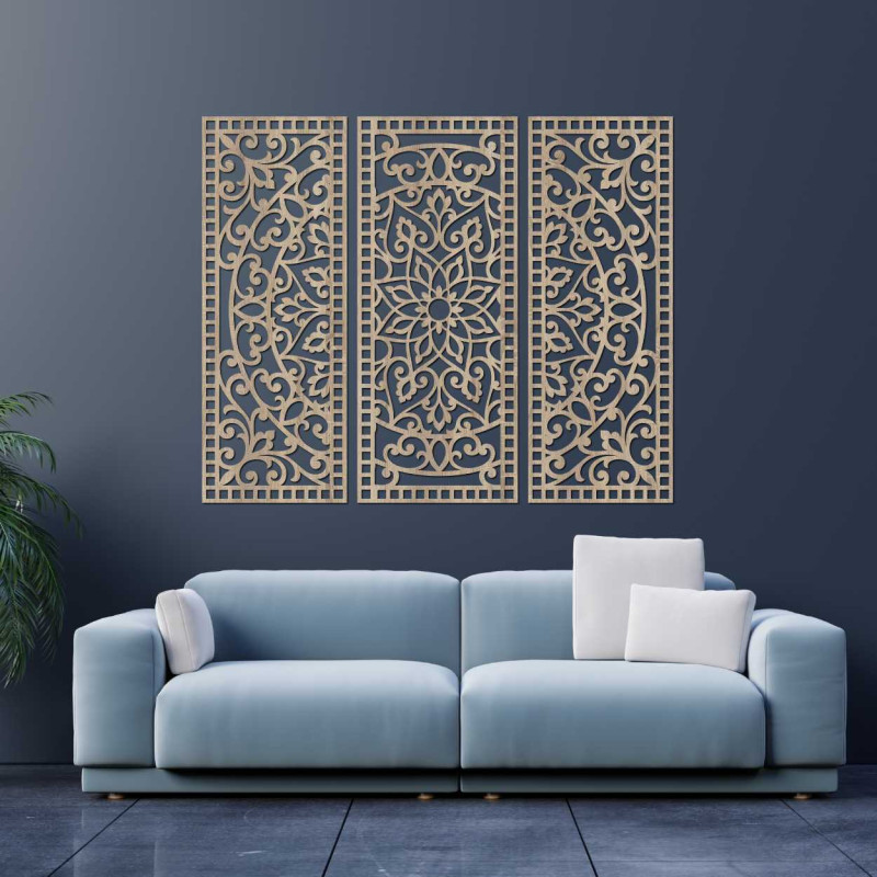 Wooden multi-piece mandala wall decoration