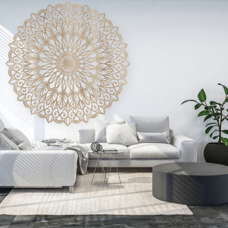 Wooden image. The flower of life is a symbol that represents harmony.