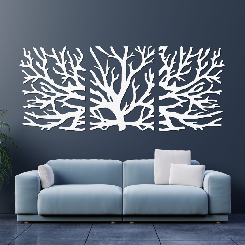 Three-piece picture of branches - Modern tree branches on the wall