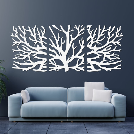 Three-piece picture of branches - Modern tree branches on the wall