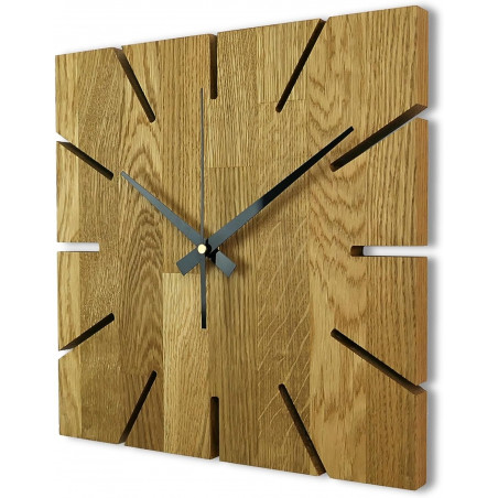 Wooden wall clock made of oak wood - Square Wooden wall clock made of oak wood - Square