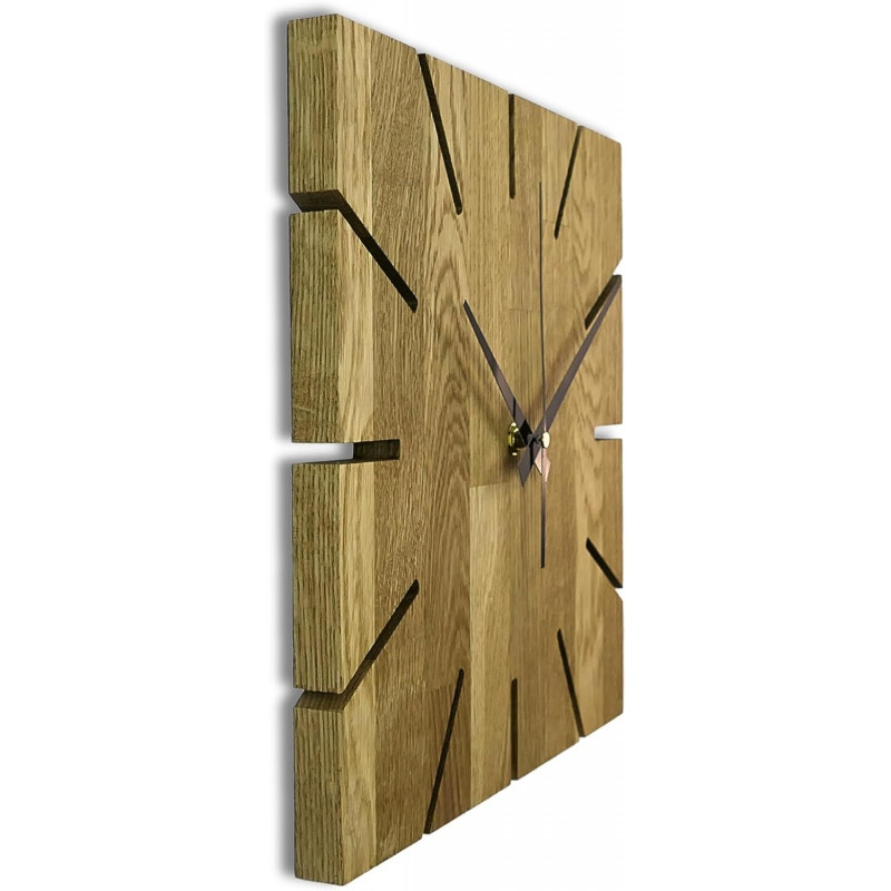 Wooden wall clock made of oak wood