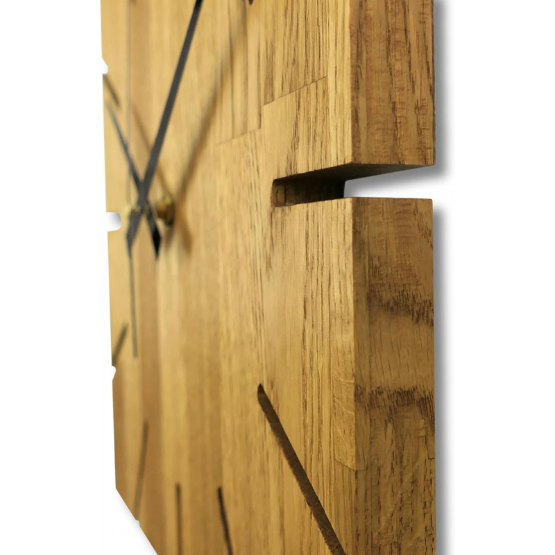 Wooden square clock made of oak wood - modern...