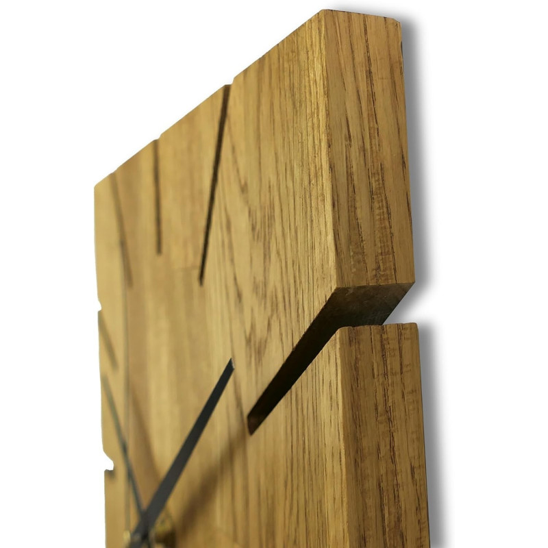 Wooden square clock made of oak wood - modern...