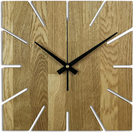Wooden wall clock made of oak wood Wooden wall clock made of oak wood
