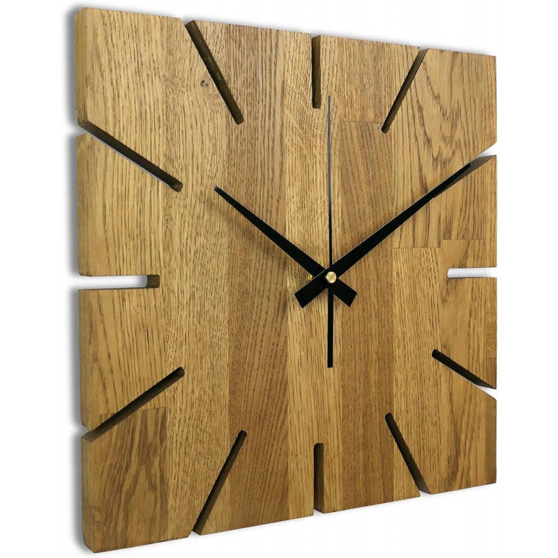 Wooden square clock made of oak wood - modern...