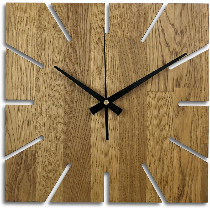 wall clock made of oak wood.
