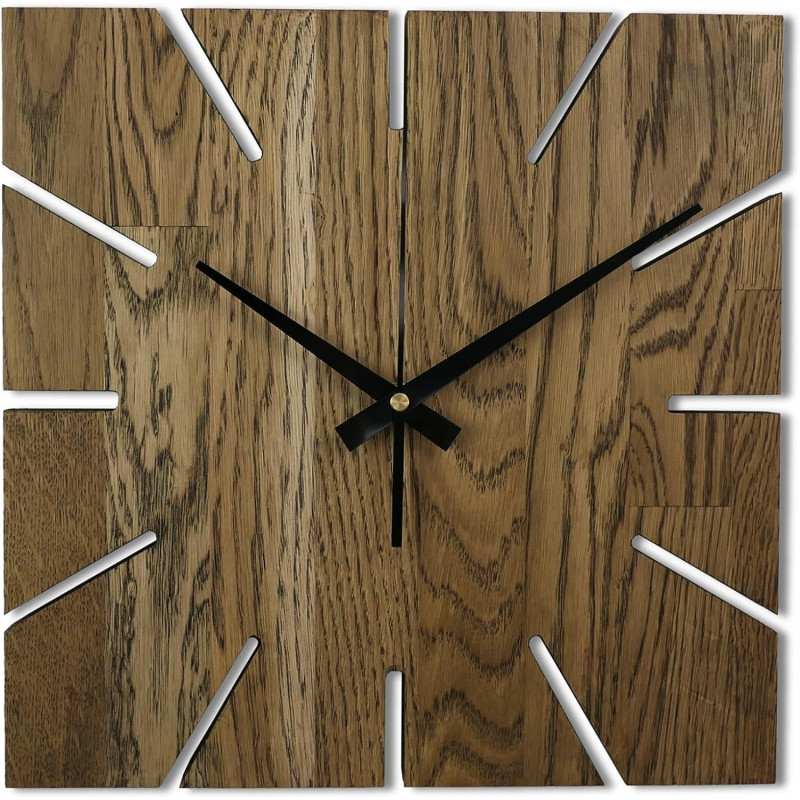 Wooden wall clock made of oak wood - Square