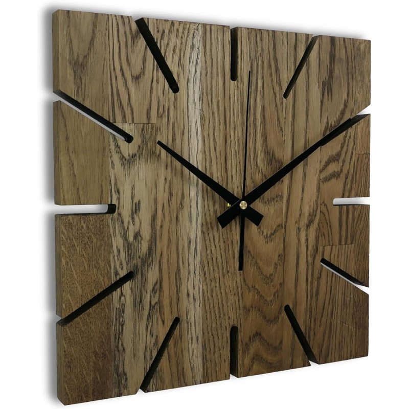 Wooden wall clock made of oak wood - Square