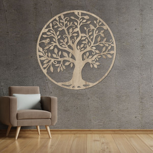 Wooden picture of the tree of life and harmony