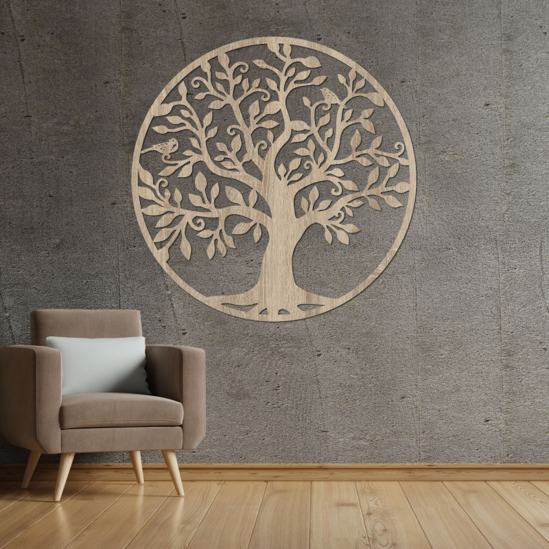 Wooden picture of the tree of life and harmony